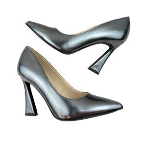 *Nine West TrendZ3 Metallic Pump Heels Womens Size 8M Silver Classic Acadamia